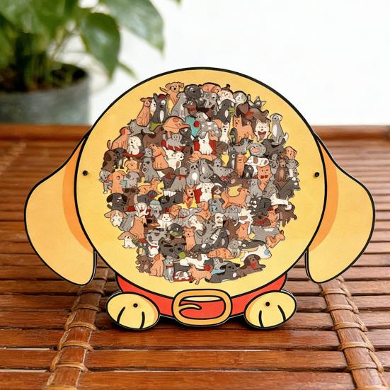 135 Stück/Set Hundeförmiges Holzpuzzle Logiktraining Holz Tierpuzzle Spiel Pädagogisches Schwieriges Puzzle Spielzeug Hundeliebhaber Geschenk