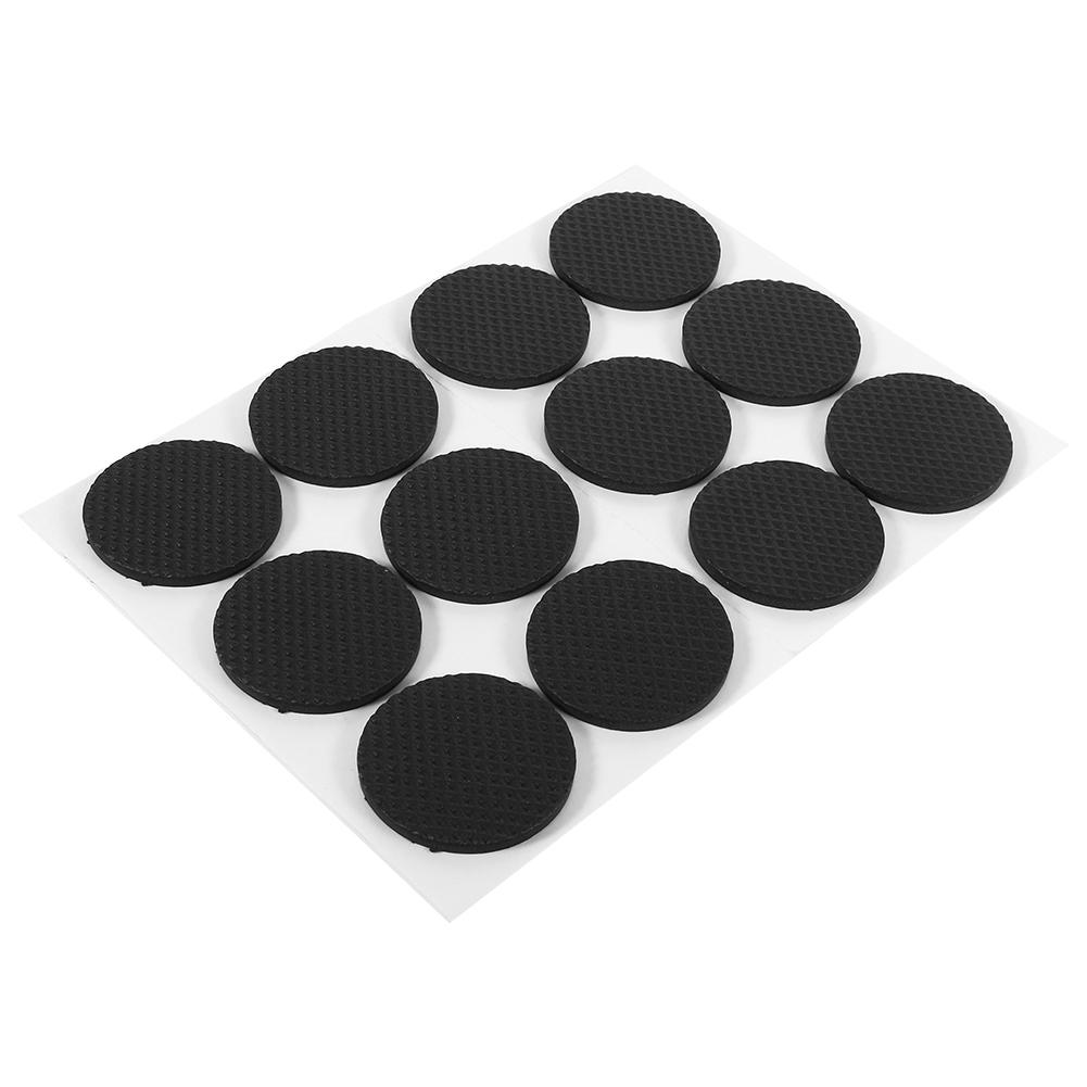 

12Pcs Black Self Adhesive Floor Protectors Furniture Sofa Table Chair Rubber Feet Pad Round