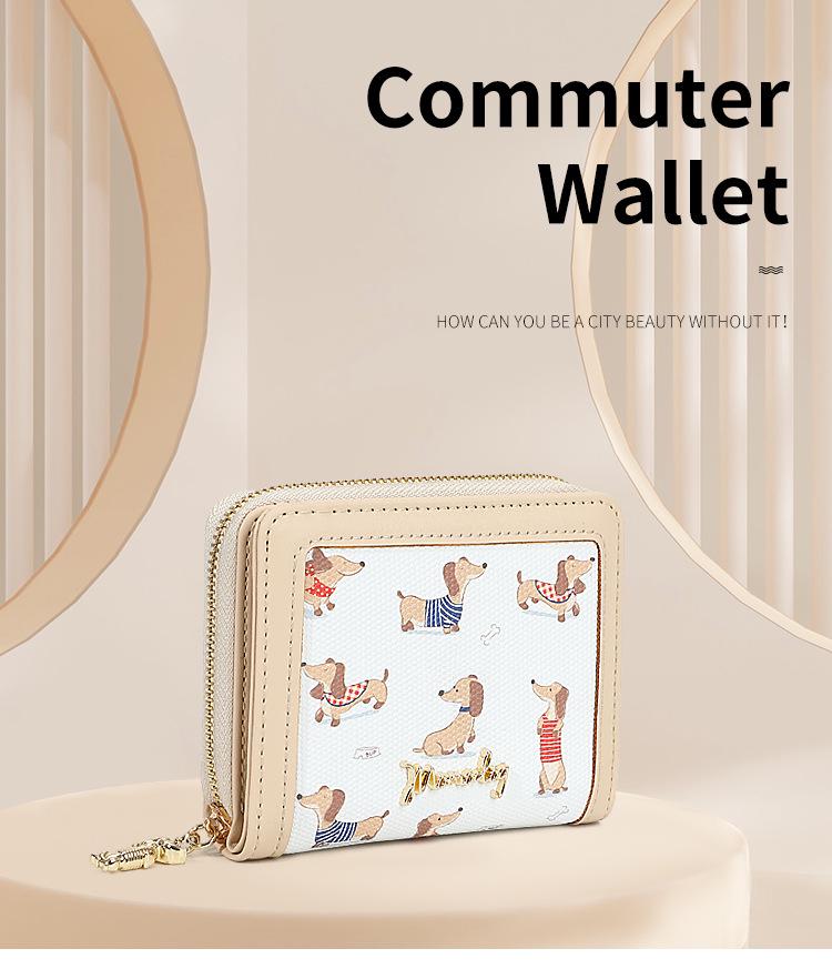 Cute Puppy Bi-fold Zipper Wallet: Multifunctional PU Coin Purse & Card Holder for Students