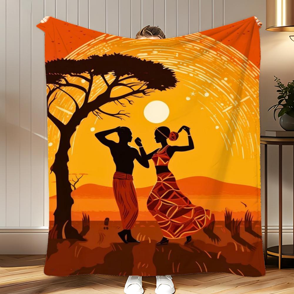 Abstract Painting African Living Throw Soft Coral Fleece Blanket 310gsm Fluffy Warm Throw for Sofa Bed Couch Bedroom Decor