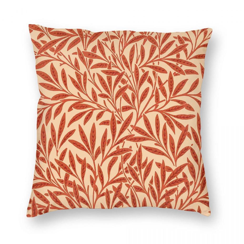 William Morris Willow Mandarin Orange Square Pillowcase Polyester Linen Velvet Printed Pillow Sofa Seater Cushion Cover X