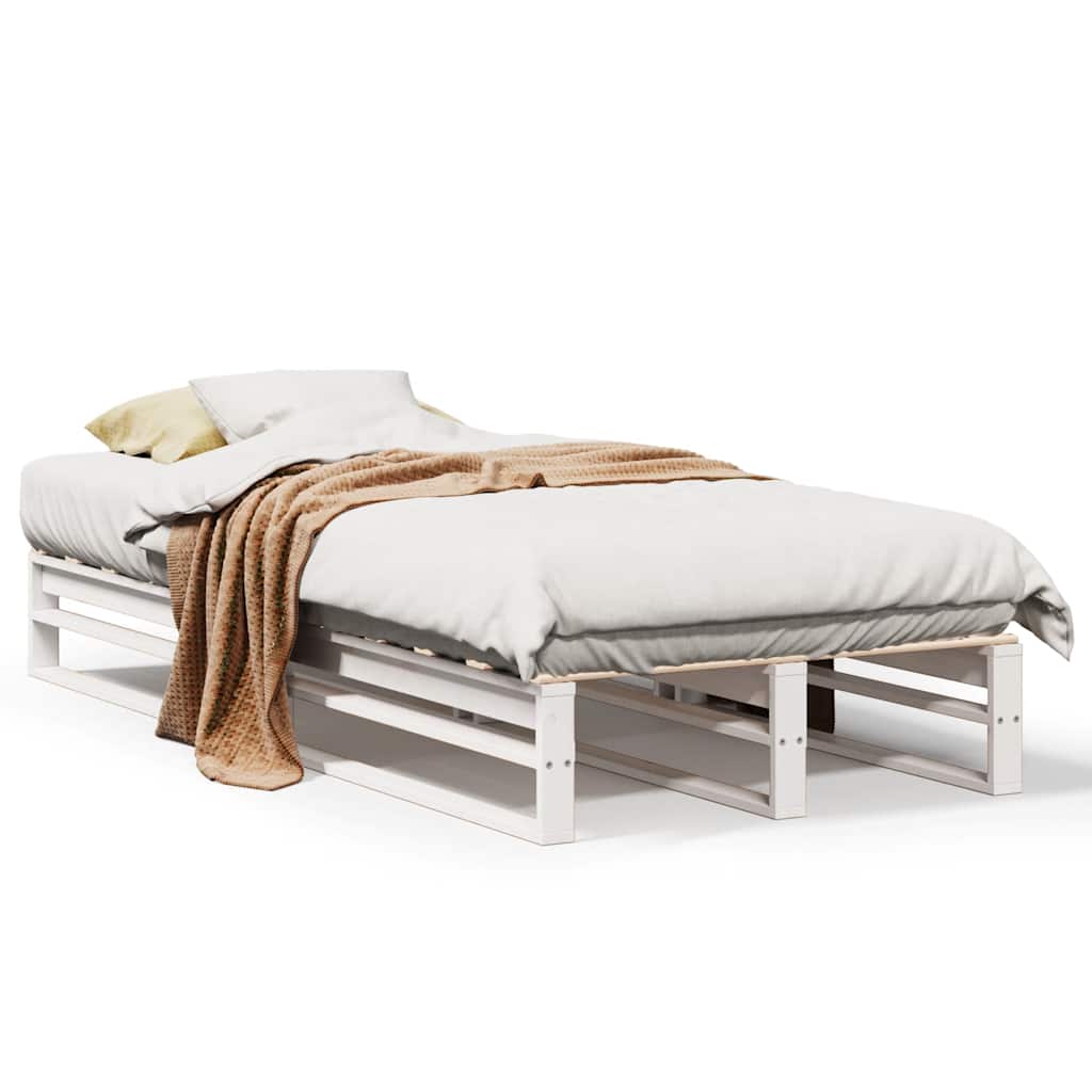 Vidaxl Bed Frame Without Mattress, White, 90X200 Cm, Solid Pine Wood