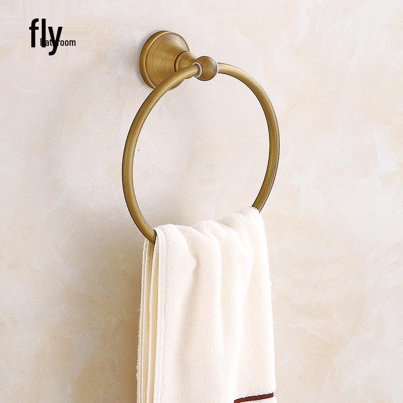 

Антикварный латунный набор для ванной в европейском стиле: вешалка для полотенец и полка для хранения