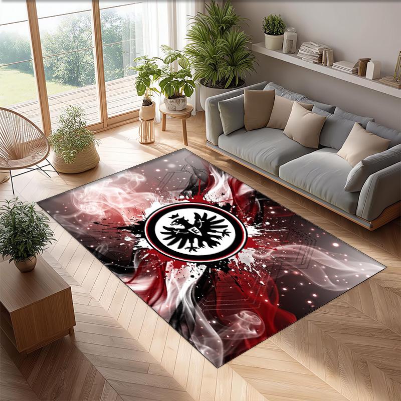 Eintracht Frankfurt Football Print Crystal Velvet Rug, Comfortable Water Absorbent Non Slip Indoor Floor Carpet