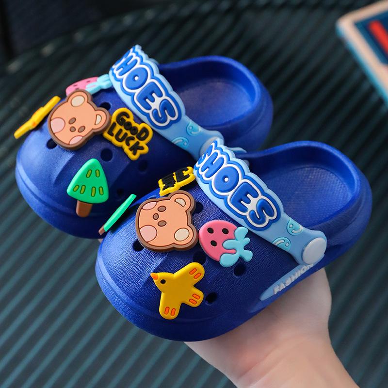 Children's Slippers Summer Girls Baby Indoor Soft Sole Non-Slip Cartoon Cute Sandals Boys Beach Hole Sandals