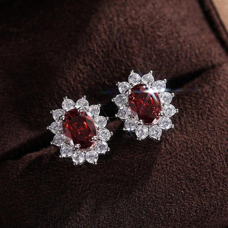 Trendy Geometric Cubic Zirconia Copper Stud Earrings For Women Metal Crystal Earring Party Wedding Daily Zircon