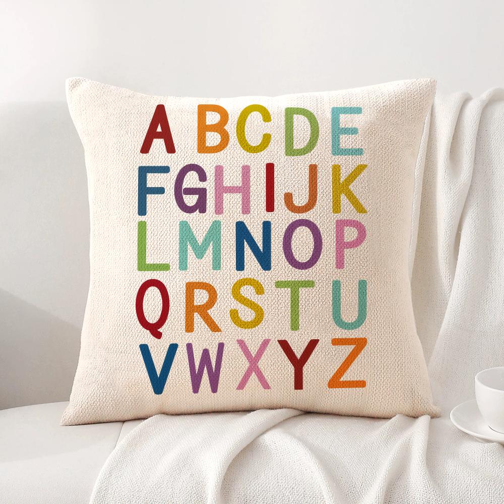 English Education Cushion Cover Natural Linen Organic Fabric DoubleSided Printing Sofa Home Decor Breathable Bed Pillow
