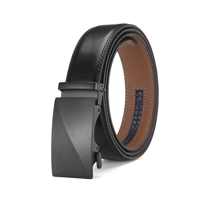 Belt Men'S Leather Alloy Automatic Buckle Two-Layer Cowhide Business Waist Seal Leather Belt Men'S Belt