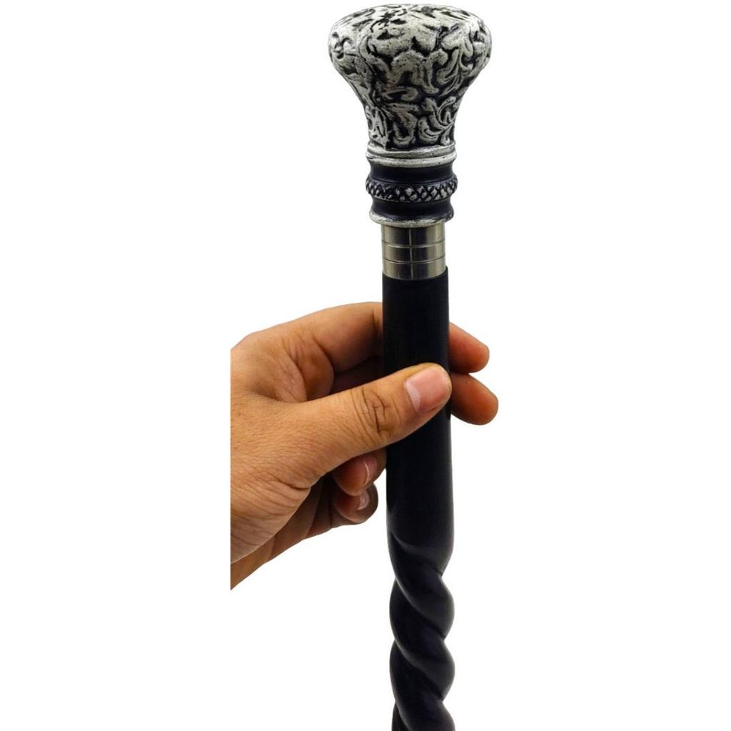 Inde Laiton Victorien Noir & Blanc Poignée Royale Canne Bâton de Marche en Bois Noir