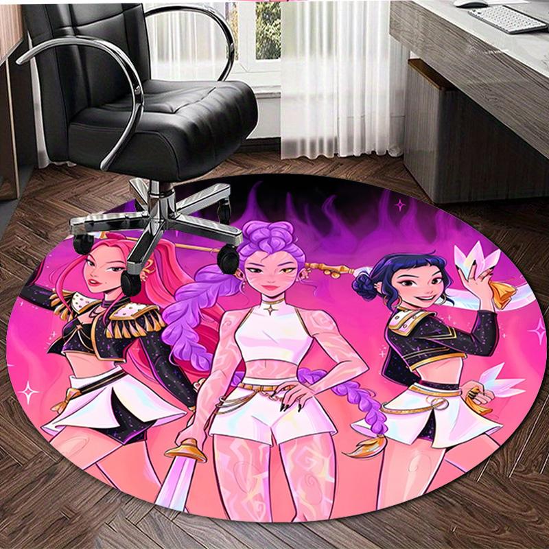1pc KPop Demon Hunters2 Design Printed Area Round Carpet for Bedroom Living Room Home Decor Rugs Mat Non Slip Mat Rug for Bedside