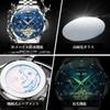 OLEVS Men's Mechanical Automatic Winding Watch with Moon Phase, Stylish Skeleton Design, Waterproof, Luminous Hands, Blue
