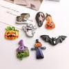 8-Piece Hand-Painted Halloween Resin Set: Ghost, Pumpkin, Bat, Witch, Mask, DIY Cream Glue Kit