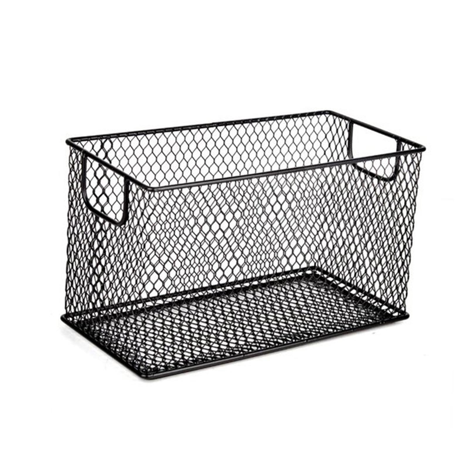 Mesh Wire Storage Basket Multifunction Office Supplies Container Mesh Open Storage Bin for Home Office Shelves Pantry Kitchen чёрный