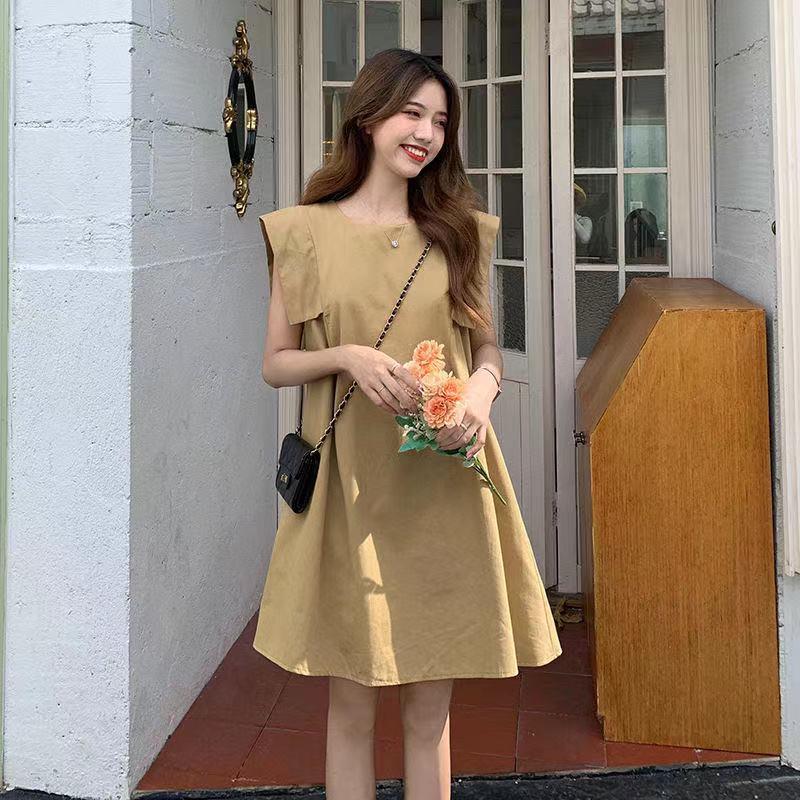 2024 Women's Sleeveless A-Line Dress: Solid Color, Loose Fit, Light Mature Style
