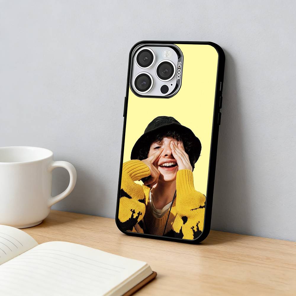 Finn Wolfhard Stranger Telefoonhoesje Voor iPhone 17,16,15,14,13,12,11 Plus,Pro Max,XS,Gekleurde Zilverkleurig Binnenhoes