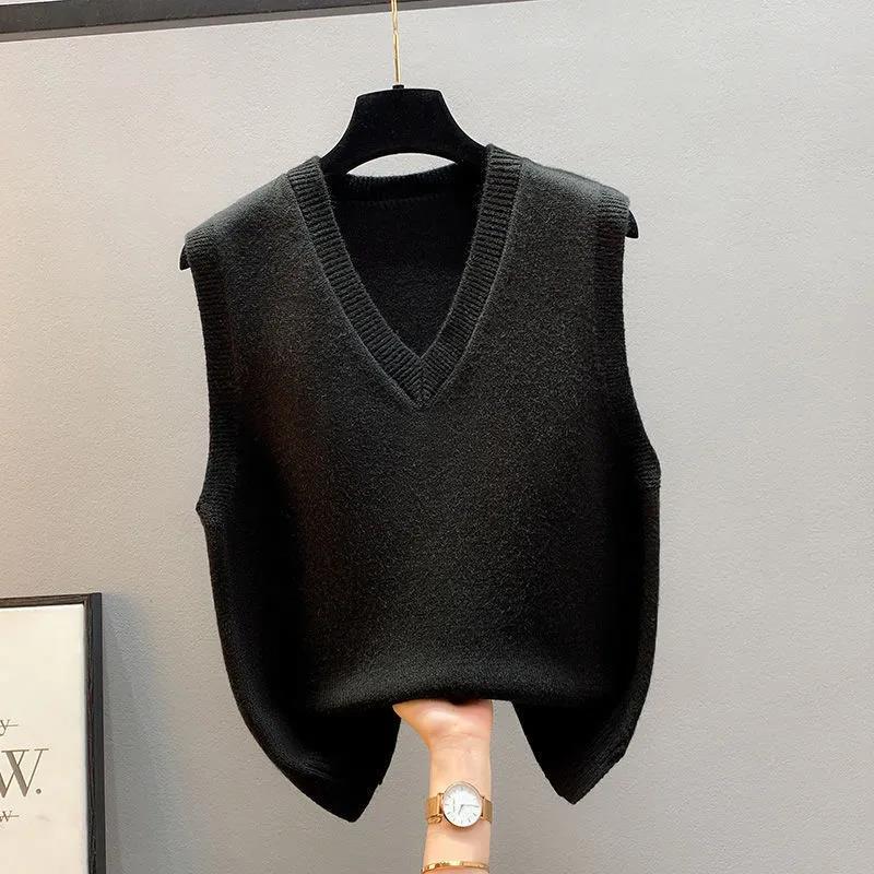 Ladies Vest Short Spring Versatile V-Neck Sleeveless Knit Sweater