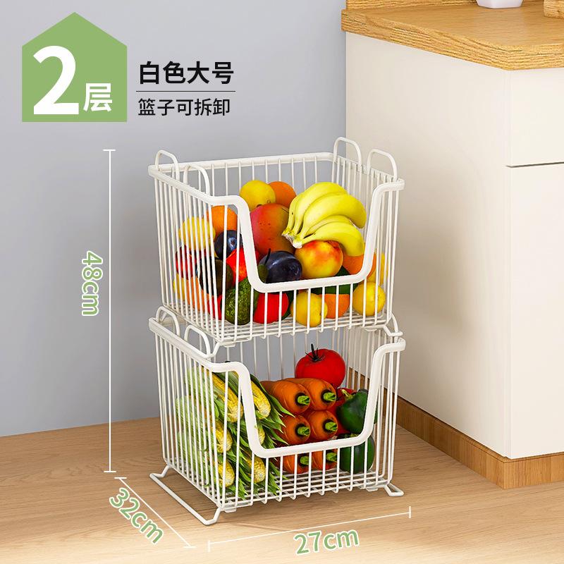 Household kitchen rack Large floor multi-layer stacked storage rack Movable fruit and vegetable rack
