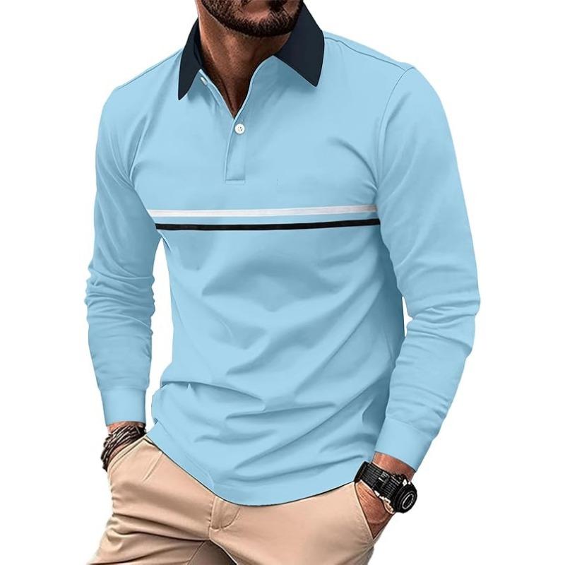 Men's Long Sleeved Polo Shirt 2025 Fashionable Casual Polo Slim Fit Shirt with Collar Office Work Golf Shirt Leisure