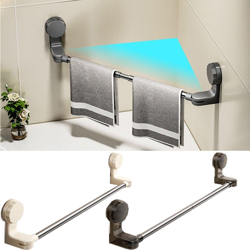 

Wall-Mounted Suction Cup Towel Rack Strong Suction Shower Slipper Hanger Toilet Black 30cm