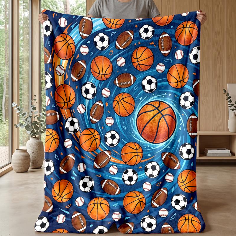 Sports Ball Fusion 4 Theme Blanket Lightweight Warm Flannel Blanket Decorative Throw Blanket for Home Decoration