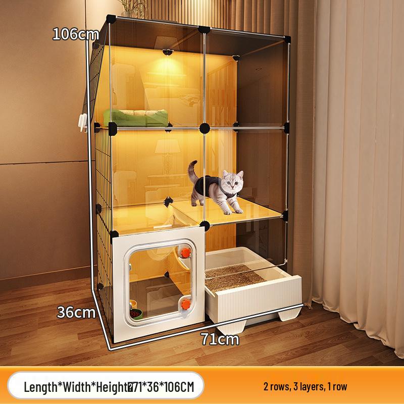 Compact Indoor Cat Villa: Integrated Bed, Toilet, and Play Area - Space-Saving Design for Apartment Living