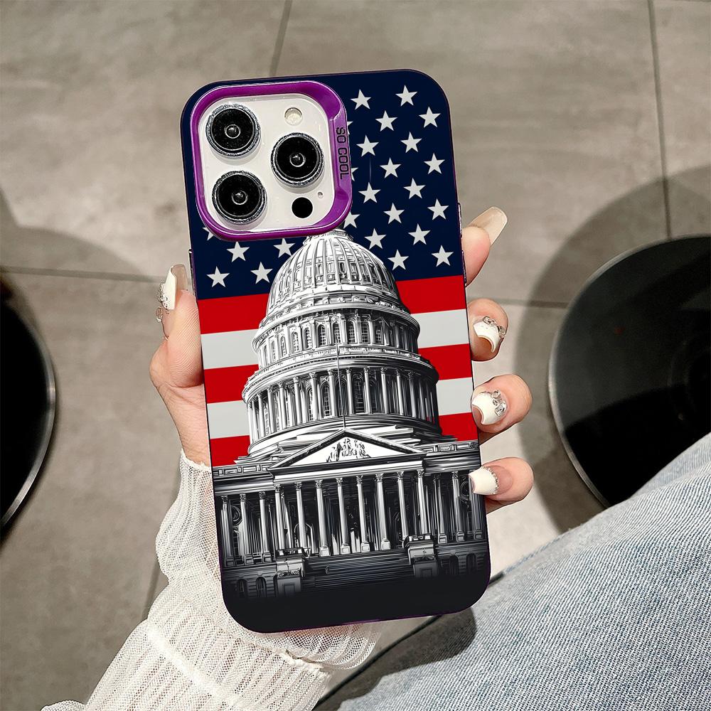 USA America Flag Purple Translucent Mobile Phone Case for iPhone 17 16 15 14 13 12 11 X XR XS Air Pro Max Plus Colorful Cover