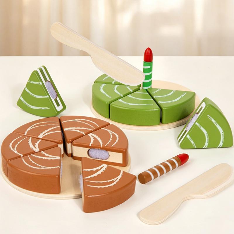 Brinquedos de Cozinha de Madeira para Crianças Brinquedo de Bolo de Aniversário Simulado Jogo de Cortar Comida de Faz de Conta Brinquedo de Role Play para Crianças Presentes para Menino Menina