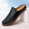 Large Size Men's Slippers Wear Half Slippers Outside, First Layer Leather, Summer Breathable Fashion Trendy Shoes Bag Head Casual Shoes