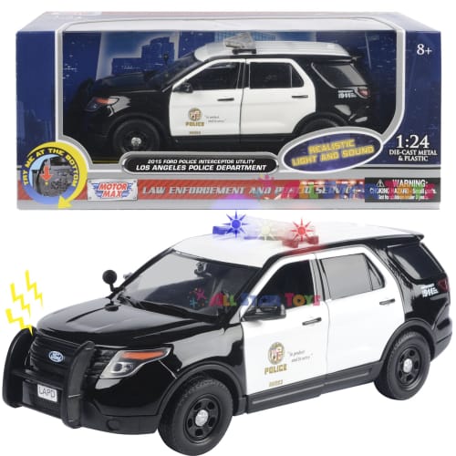 

Motormax 79540 2015 Police Interceptor Utility Черно-белый Полицейский департамент Лос-Анджелеса (Полиция Лос-Анджелеса) Мигающая световая панель с передними и задними огнями и так далее