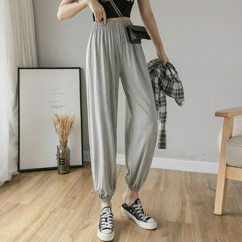 

Sports Pants Women s Summer Thin Section Is Thin, All-match Gray Casual Wide-leg Lantern Nine-point Pants 2XL світло-сірий колір