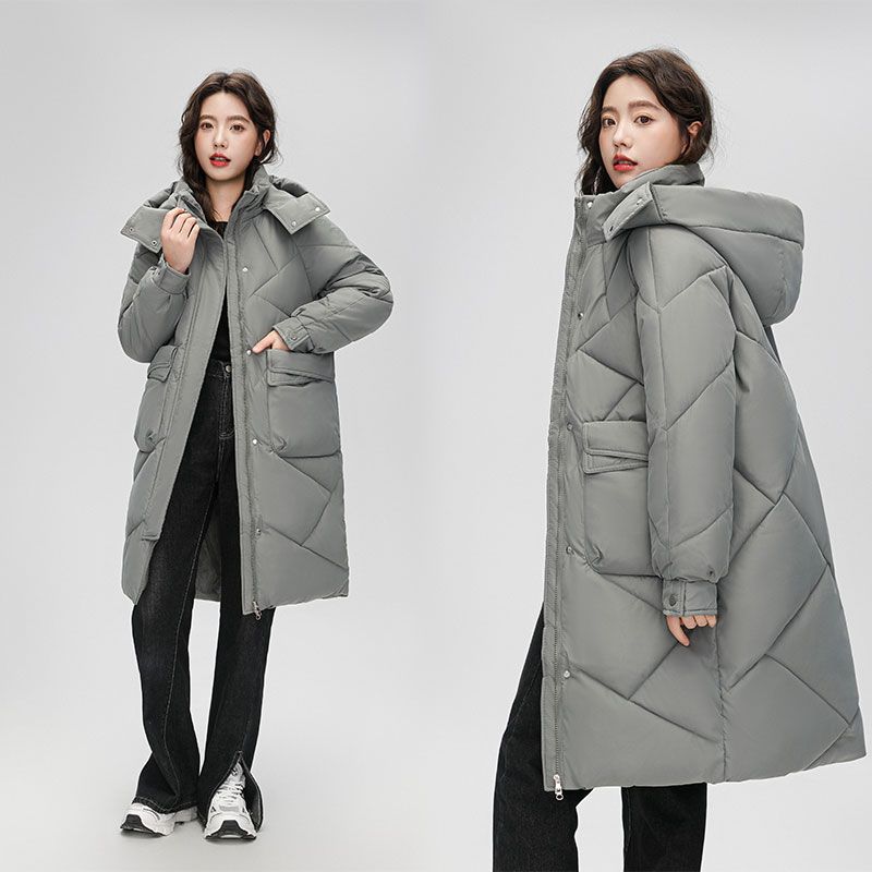 Parka invernale da donna con cappuccio, giacche spesse e calde, imbottite in cotone, cappotti lunghi casual, parka, abbigliamento esterno largo