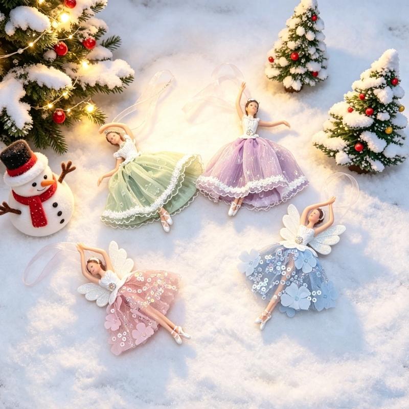 Fascinating Ballet Dancer Ornament Feature Detailed Tulle Skirt And Durable Plastic Construction Artistic Christmas Accessories