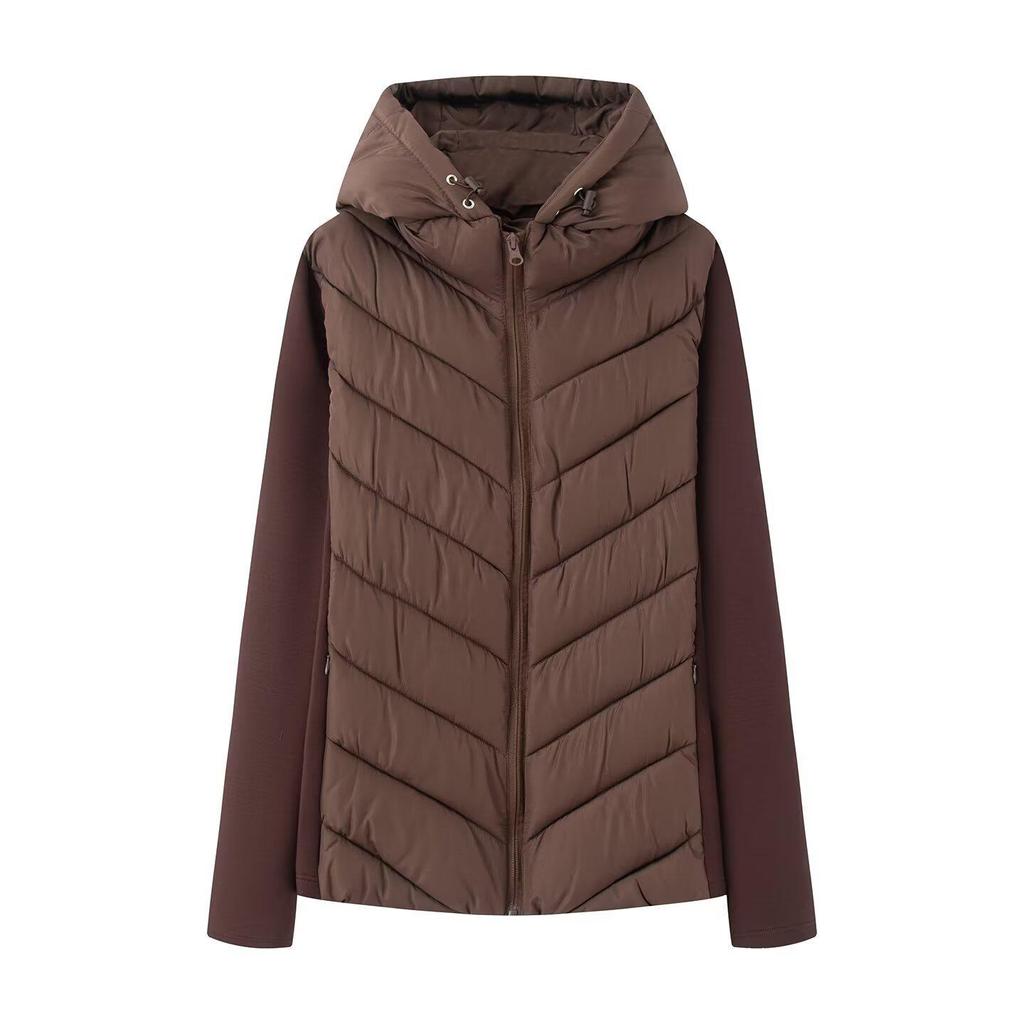 Z Cross-border European & American-Style 2025 Women's Patchwork Long Sleeve Stand Collar Cotton-Padded Jacket