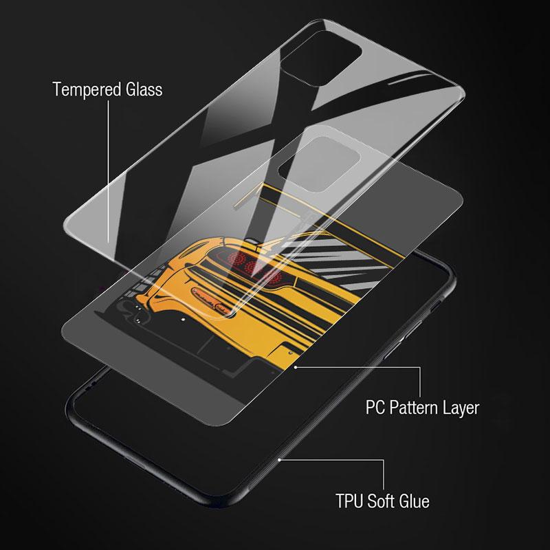 Japan JDM Sport Autos Comic Glas Fall Für Samsung Galaxy A52 A71 A50 A51 A70 A21s A31 A72 A10 A12 A30 A22 5G Telefon Abdeckung