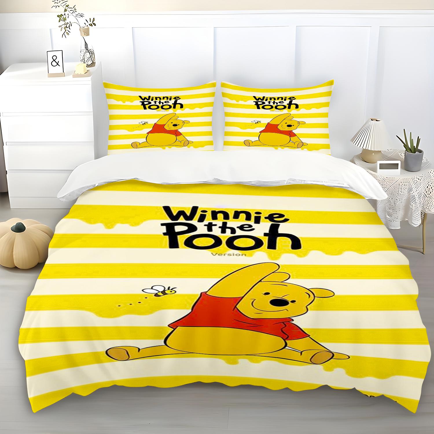 

Winnie The Pooh Quilt Cover Set Soft And Durable A Must-Have For Children S Bedrooms. Brushed Fabric With Zipper Closure. EU Single(135*200cm)3pcs