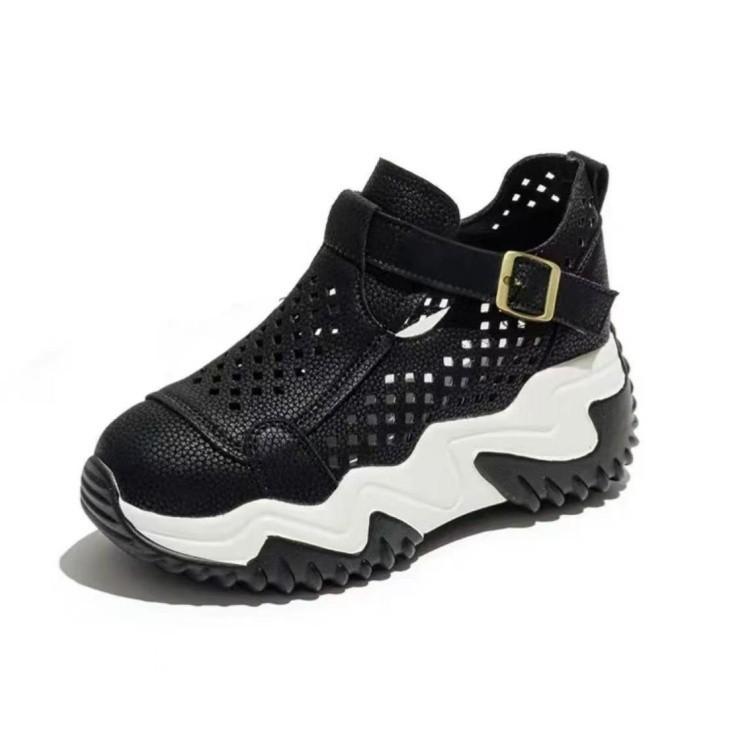 Baotou Heightened Thick Sole Spring and Summer Sandals for Women New Hollow Breathable Soft Sole Without Tiring Feet Casual Shoes for Outside Wear