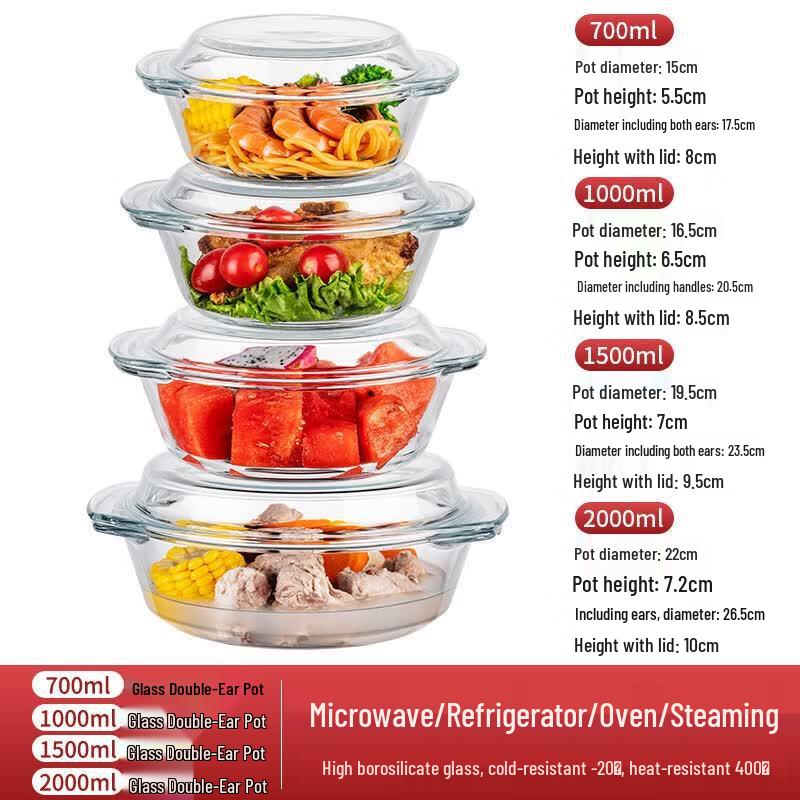 Heat-Resistant Glass Bowl with Lid