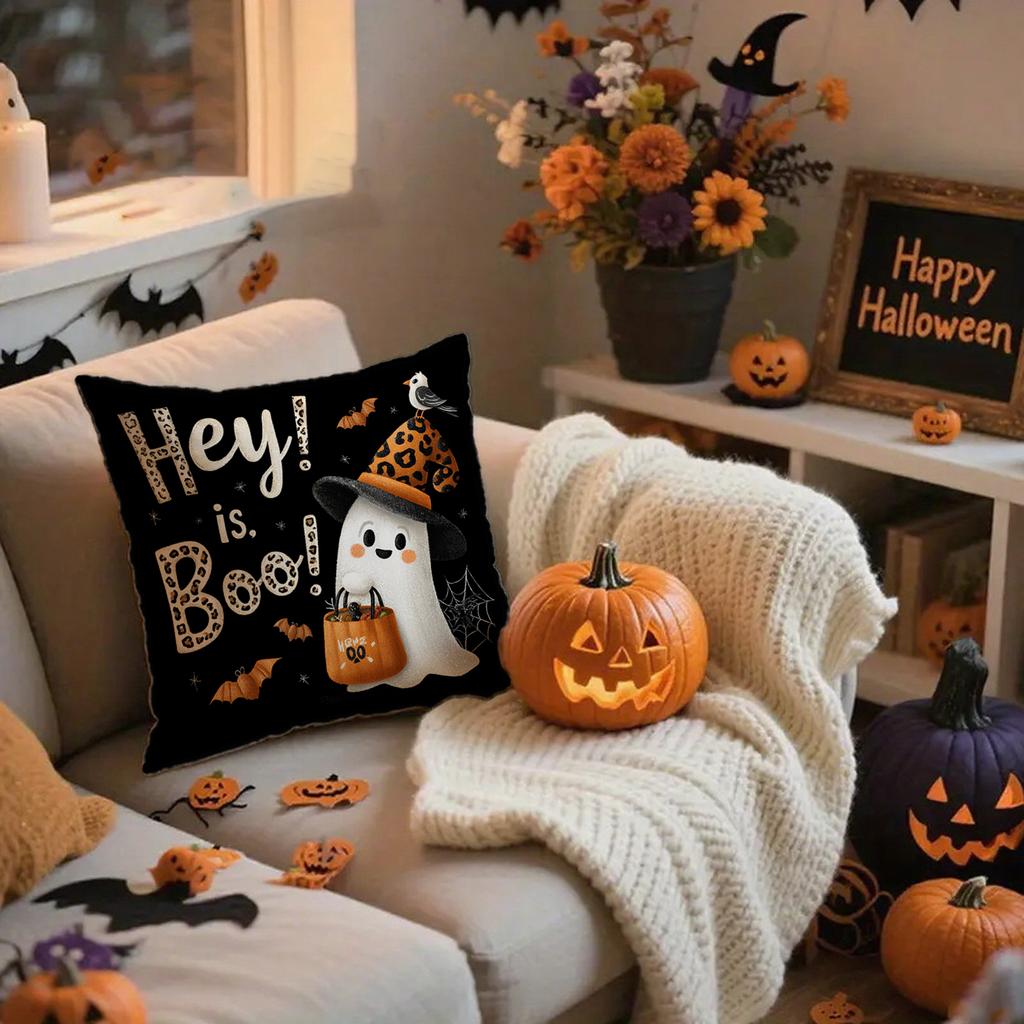 Halloween-themed Pumpkin & Ghost PillowsSuitable for Sofa Car Bedroom Decorative Cushion Cover Pillow Cover