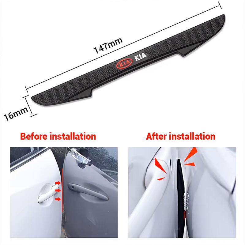 For Kia Morning Picanto Rio Stonic Sportage Ceed Optima Forte 5 3 Car Logo Anti-collision Strip Auto Door Bumper Protector 4Pcs