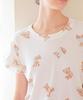 Narue Ribbed Knit Teddy Bear Frill Pajama White Women's Cool-Touch Set,