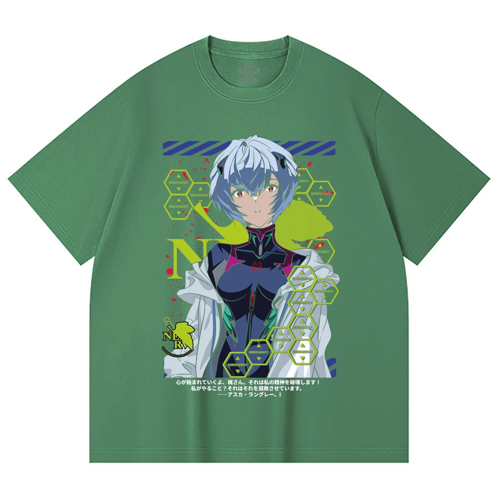 230 Gsm 100% Cotton Evangelion V6 Rei Print Unisex Heavy Cotton T Shirt