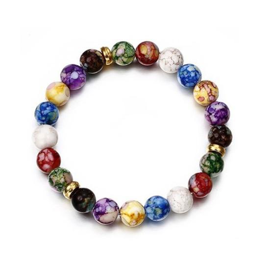 

Браслет из бусин Разноцветный Эластичная веревка Регулируемый Универсальный Декоративный Подарок Имитация Вулканического Агата Камень Энергетический Браслет Модный Шарм для Свиданий разноцветный
