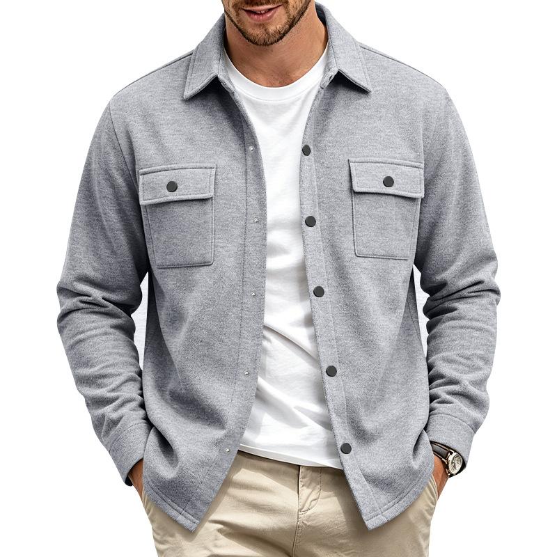 Men S Long Sleeve Knit Button Pocket Casual Jacket