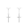 Cross Pearl Fringed Stud Earrings High-End Sense Niche Design Long Temperament Earrings Versatile