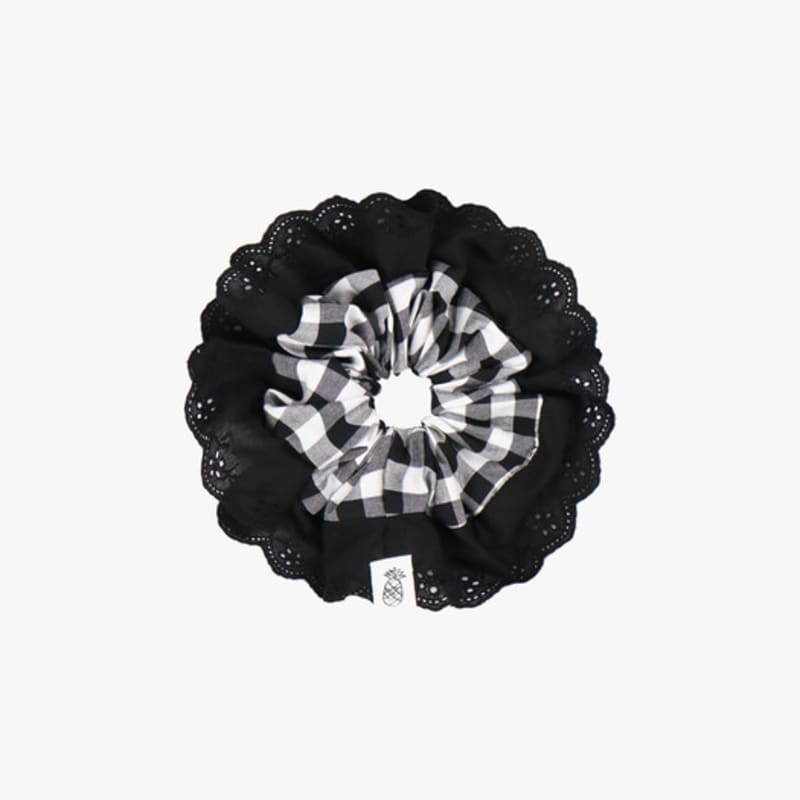 

РОЗОВАЯ КЛЕТЧАТАЯ КРУЖЕВНАЯ РЕЗИНКА-СКРАНЧИ_ЧЕРНЫЙ BLACK_FREE