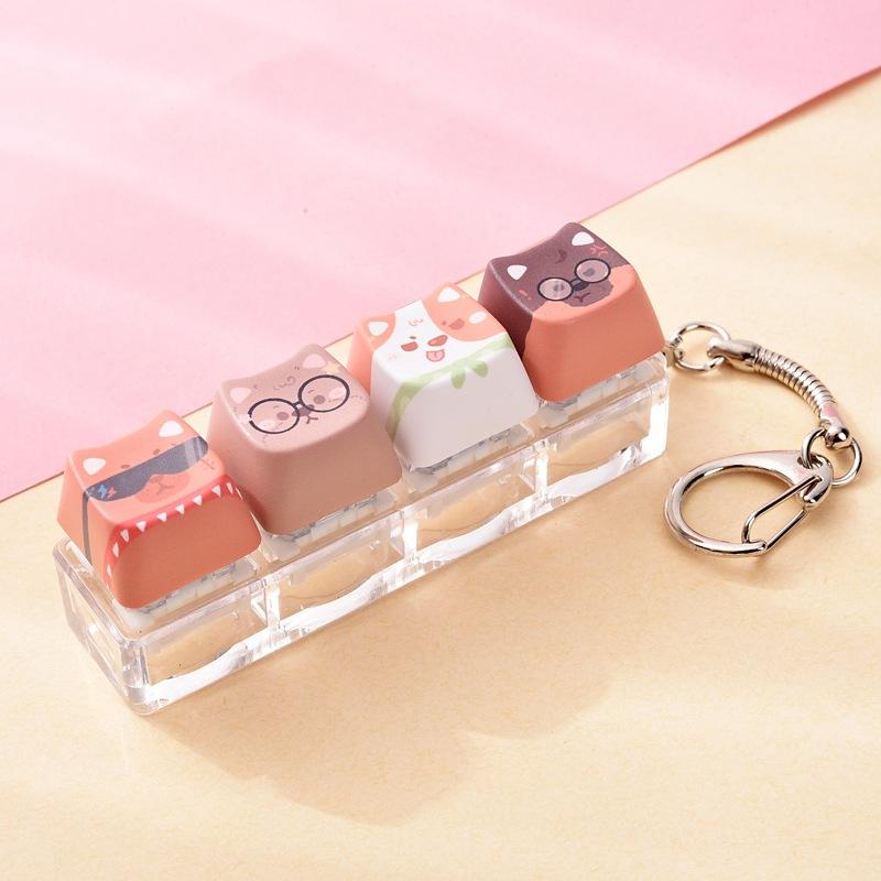 Portable Cute Animal Glowing Fidget Keyring Mechanical Keyboard Pendant Stress Relief Toy for Autism Kids