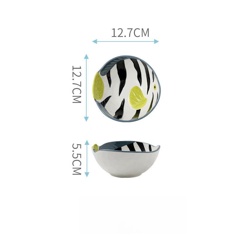 Japanese Ceramic Tableware Set Hand Painted Shark Design Plates Bowls Spoons Gift for Kids
