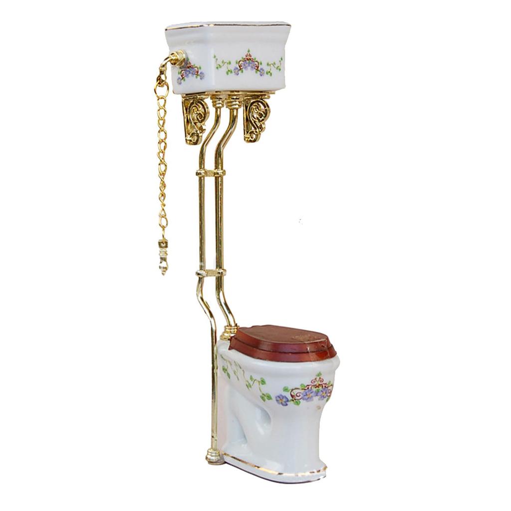 1/12 Scale Ceramic Mini Toilet For Dollhouse Bathroom Accessory Realistic Miniature Furniture Model