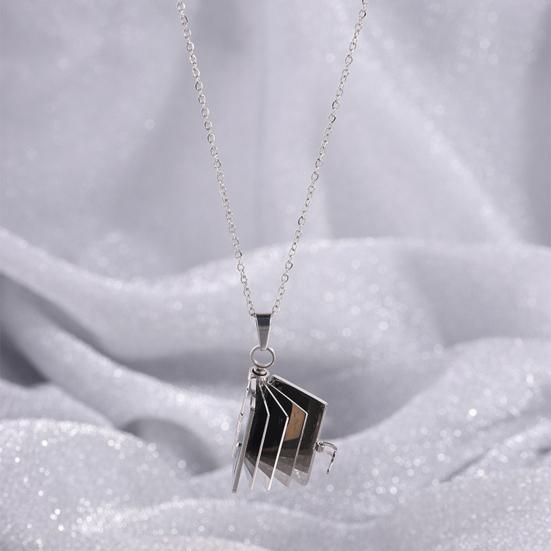 Titanium Steel Book Necklace Openable Mini Book Pendant Necklace Love Book Charm Necklace Jewelry Gift for Her