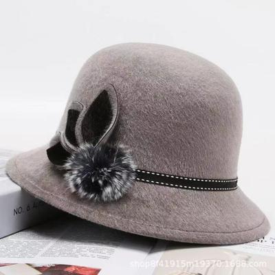 Herbst Winter Zylinder Damen Schleife Elegant Topfhut Lässige Mütze Mode Mittleren Alters Ältere Mutter Koreanische Version Herbst Winter